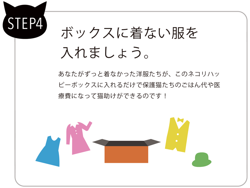 STEP4　ボックスに着ない服を入れましょう。