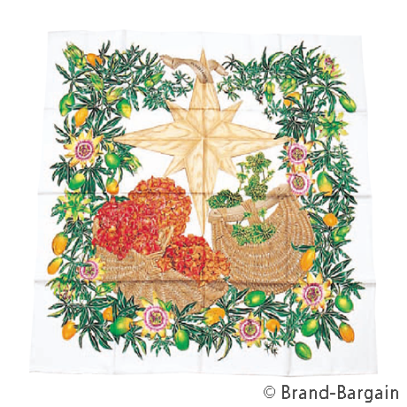 HERMES(エルメス）_PASSFLORES_グリーン×ホワイト×ベージュ