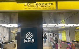 上野広小路交差点改札を出て右へ